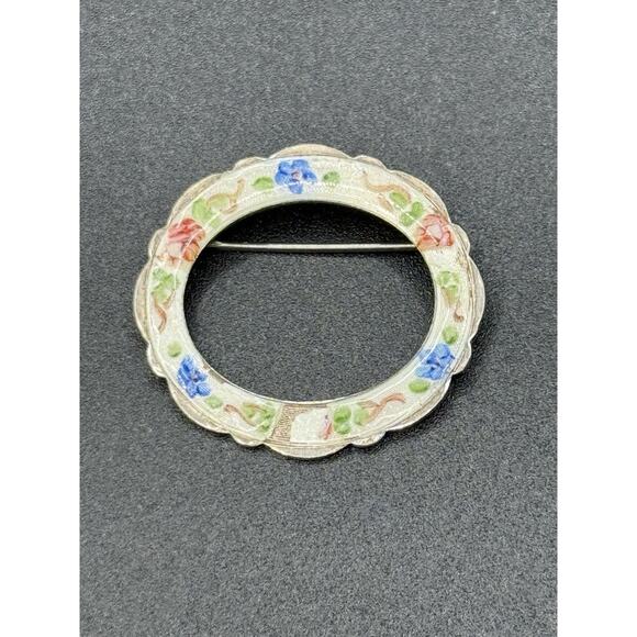 Vintage Sterling Silver Enamel LaMode Flower Brooch Pin 925 P5 - Picture 1 of 5